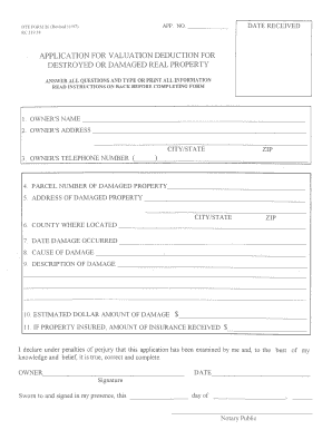 DTE Form 26 Application for Valuation Deduction