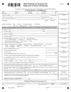Ohio Real Property Conveyance Fee Form DTE 100