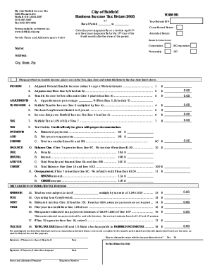 Fairfield Business Income Tax Return 2005