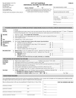 Fairfield Individual Income Tax Return 2007