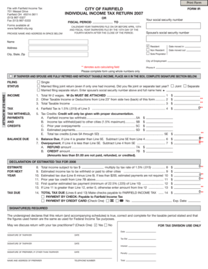 Fairfield Individual Income Tax Return 2007