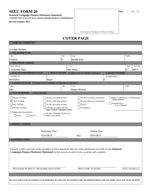 Connecticut Campaign Finance Disclosure Form
