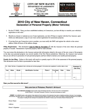 Declaration of Personal Property (Motor Vehicles)