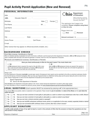 Ohio Pupil Activity Permit Application