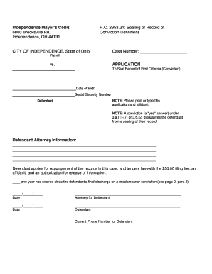 Ohio Record Sealing Application