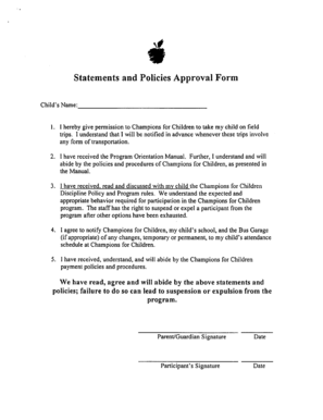 Child Field Trip Permission Form
