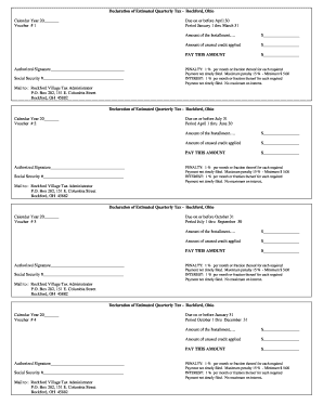 Declaration of Estimated Quarterly Tax - Rockford, Ohio