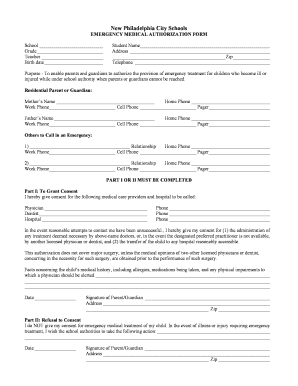 Emergency Medical Authorization Form - New Philadelphia City ...