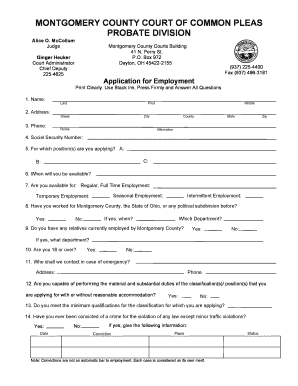 Montgomery County Employment Application