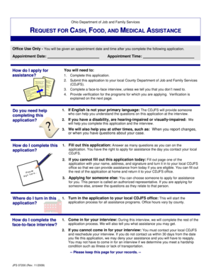 Ohio Cash Food Medical Assistance Application