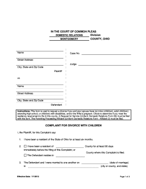 Ohio Divorce Complaint with Children