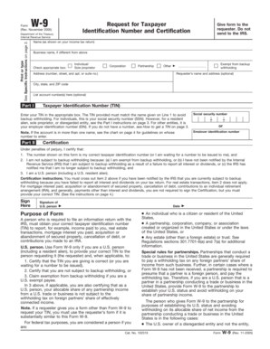 IRS Form W-9 Request for Taxpayer Identification Number and Certification