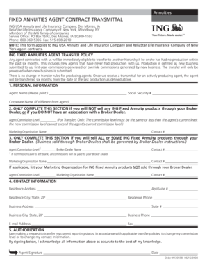 ING Fixed Annuities Agent Contract Transmittal