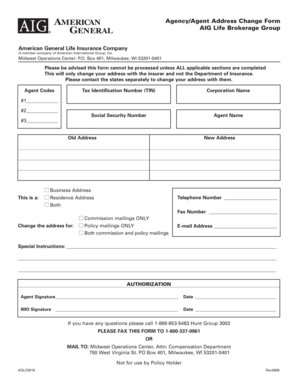 AIG Life Brokerage Group Address Change Form