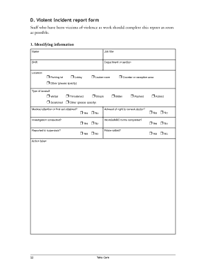 Take Care - low resolution publication - bk41. Sample Incident Report Form