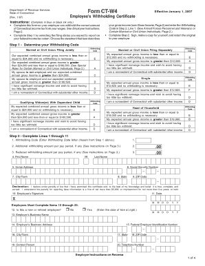 Connecticut Employee’s Withholding Certificate
