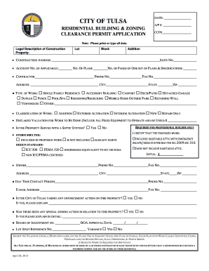 Tulsa Residential Building Permit Application