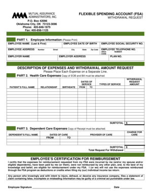 FSA Withdrawal Request Form