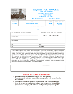 Production contract template - REQUEST FOR PROPOSAL - City of Shawnee Oklahoma - shawneeok