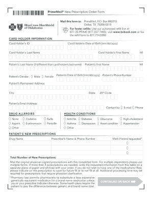 PrimeMail New Prescription Order Form