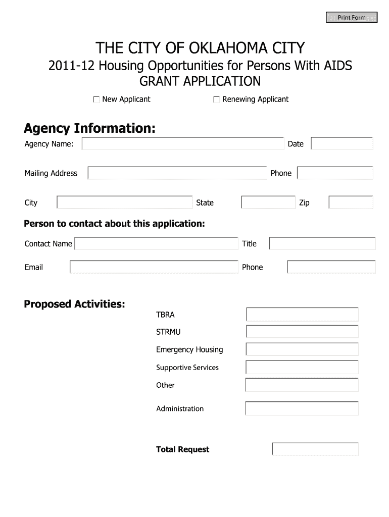 Fillable Online okc 2011-12 Housing Opportunities for Persons With AIDS ...