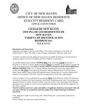 Elm City Resident Card Application Form