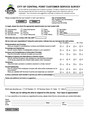 City of Central Point Customer Service Survey