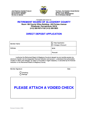 allegheny county direct deposit application form