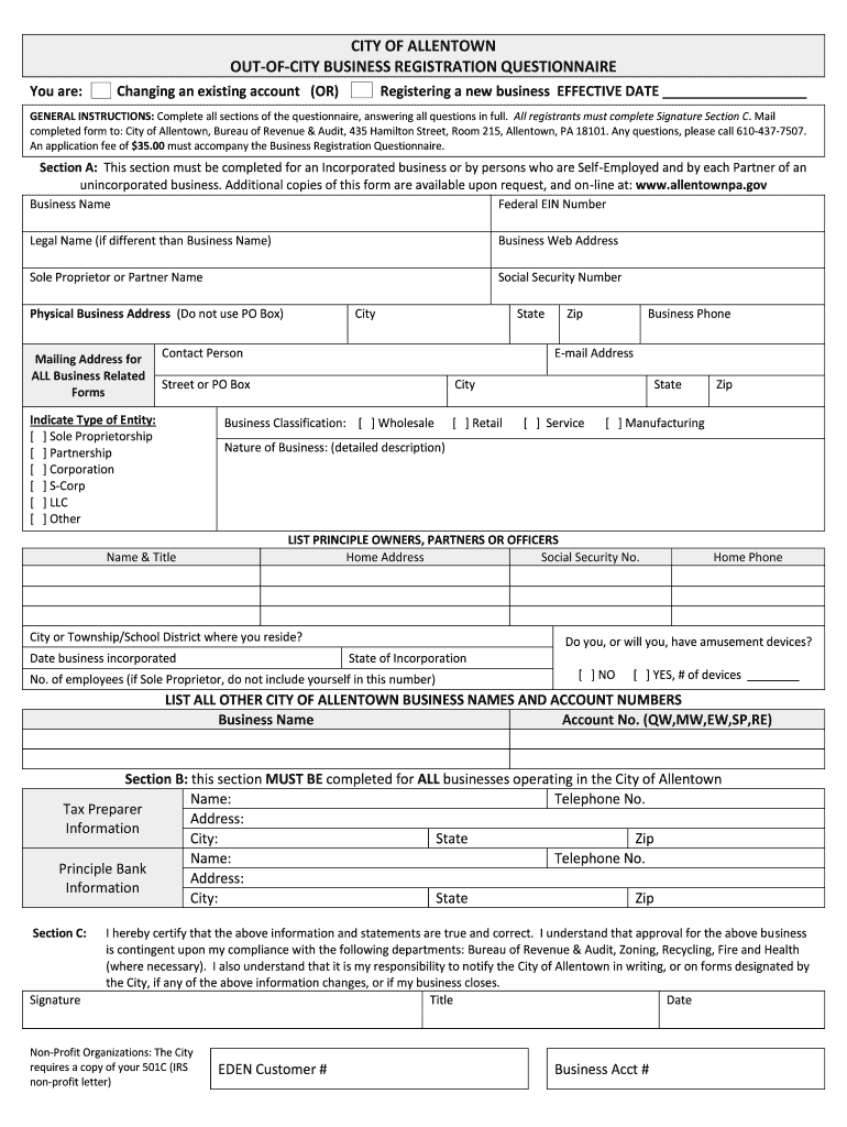 allentown business license Preview on Page 1