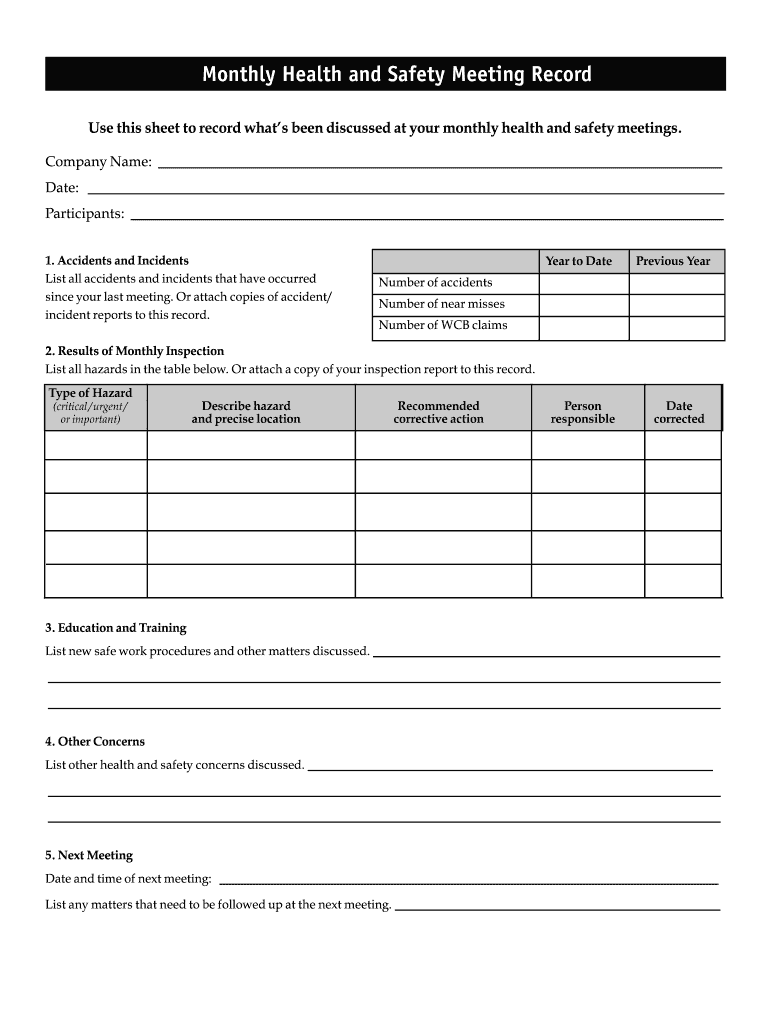Health And Safety Log Book Template Fill Online Printable Fillable 