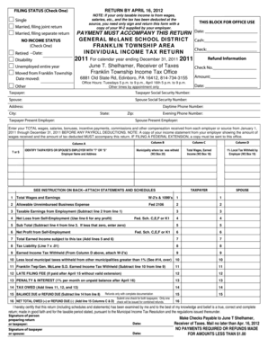Franklin Township Individual Income Tax Return