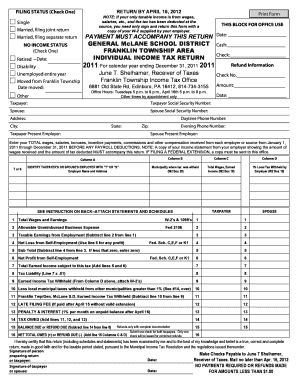 Franklin Township Individual Income Tax Return