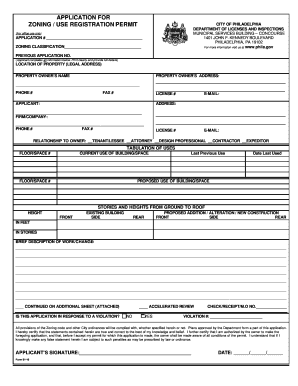 Zoning Use Registration Permit Application