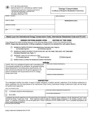 Philadelphia Residential Energy Conservation Certificate