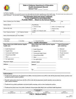 Alabama Health Assessment Record