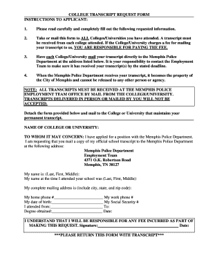 College Transcript Request Form