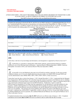 Tennessee Medicaid Physician Attestation Form