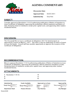 Agenda Commentary Form