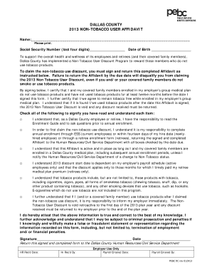 Dallas County Non-Tobacco User Affidavit