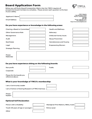 Board Application Form - YWCA - Regina