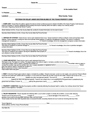 Texas Tenant Petition for Relief