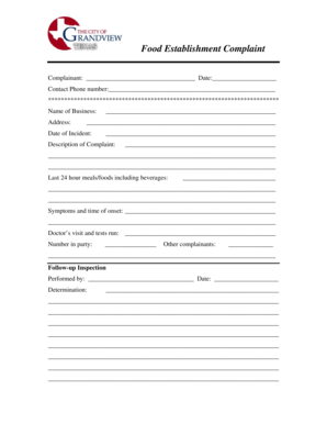 Health Complaint Form - The City of Grandview, Texas - cityofgrandview