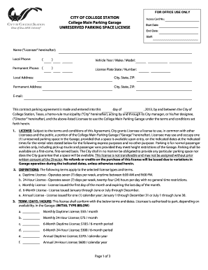 College Station Parking License Agreement