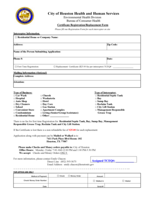 City of Houston Interceptor Registration Form