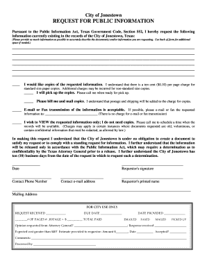 Texas Public Information Request Form