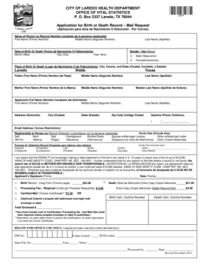 Texas Birth or Death Record Application