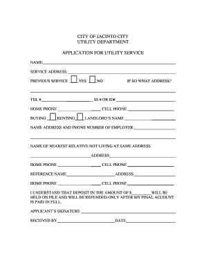 Jacinto City Utility Service Application