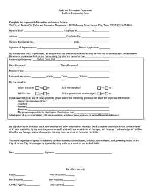Ballfield Reservation Form