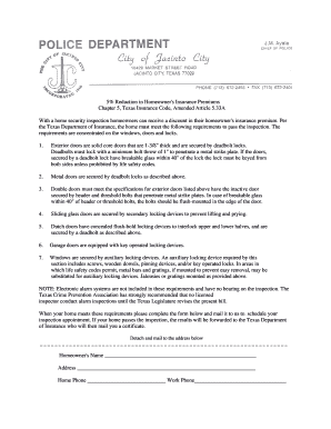 Texas Home Security Inspection Form