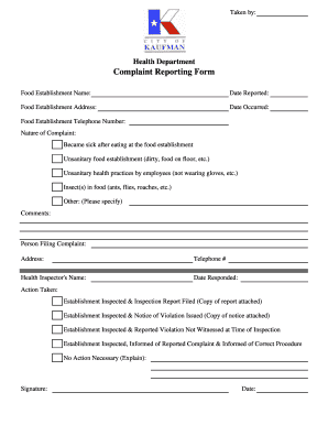 Complaint Reporting Form